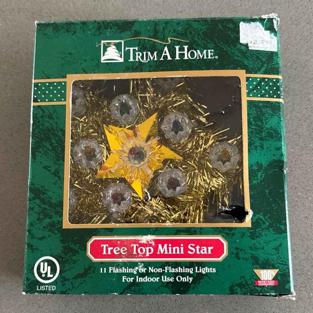 Vintage Trim A Home Electric Light Star Tree Topper Gold Kmart MCM